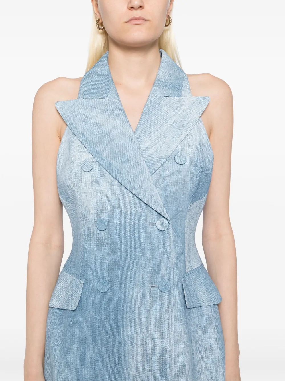 Shop Ermanno Scervino Denim-printed Mini Dress