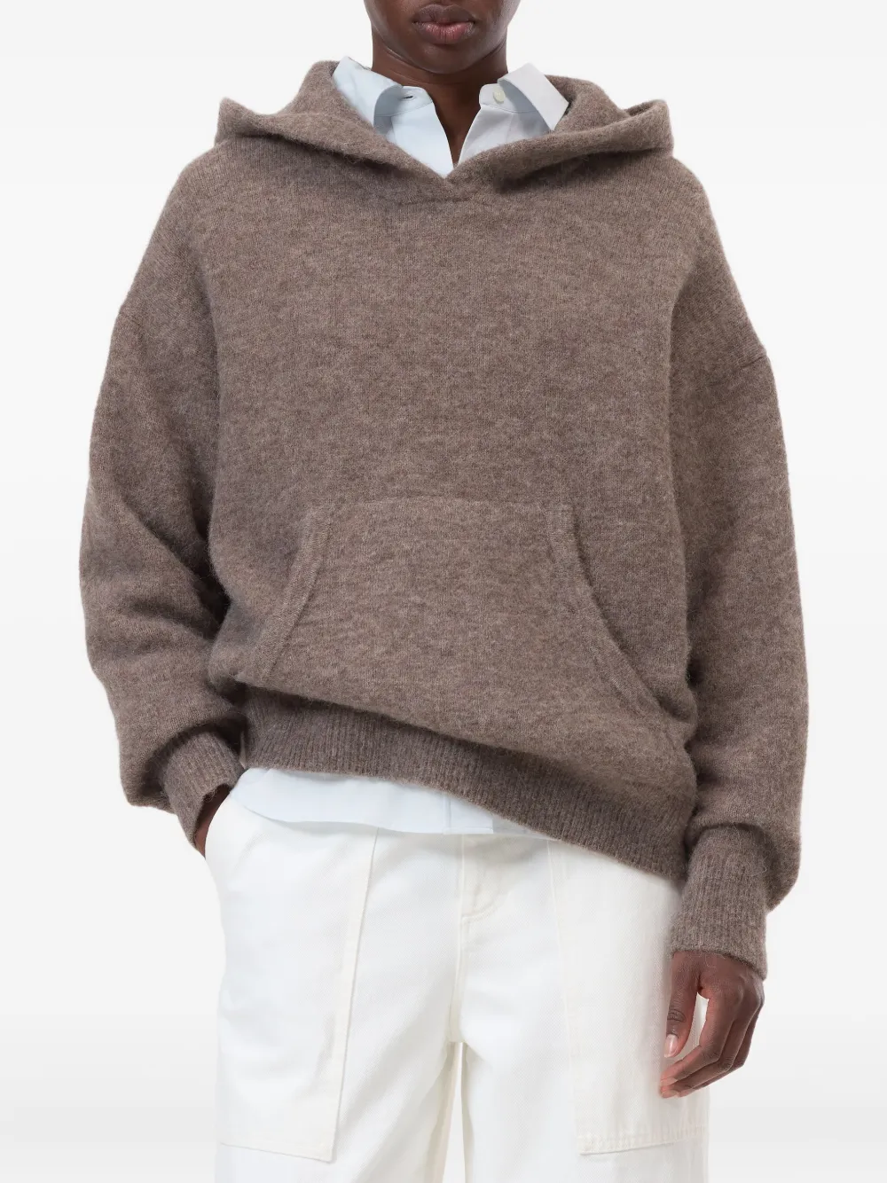 Closed Hooded Sweater In Brown