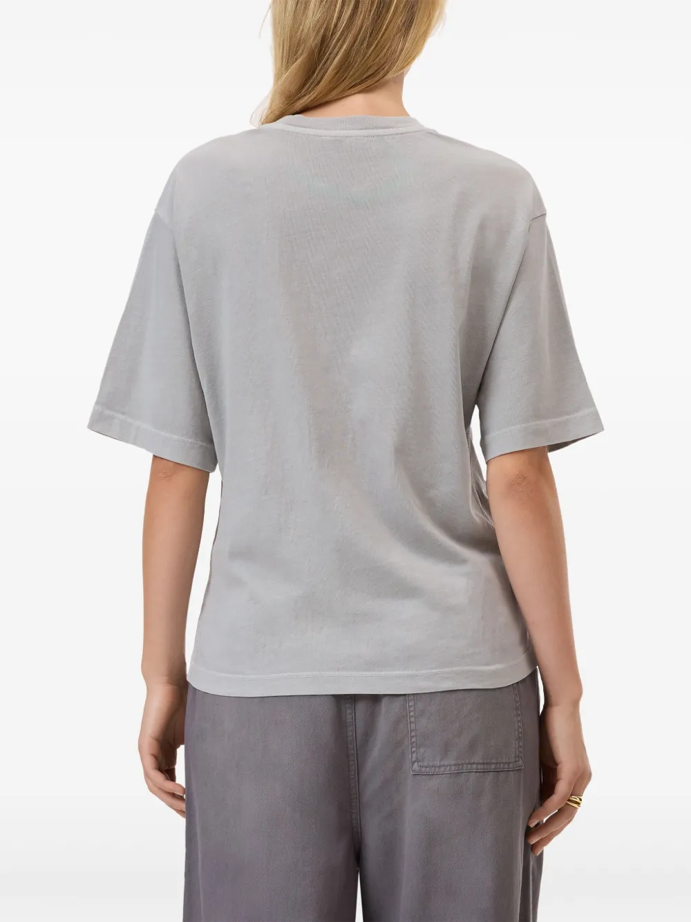 Closed T-shirt met afwerking van biologisch katoen Grijs