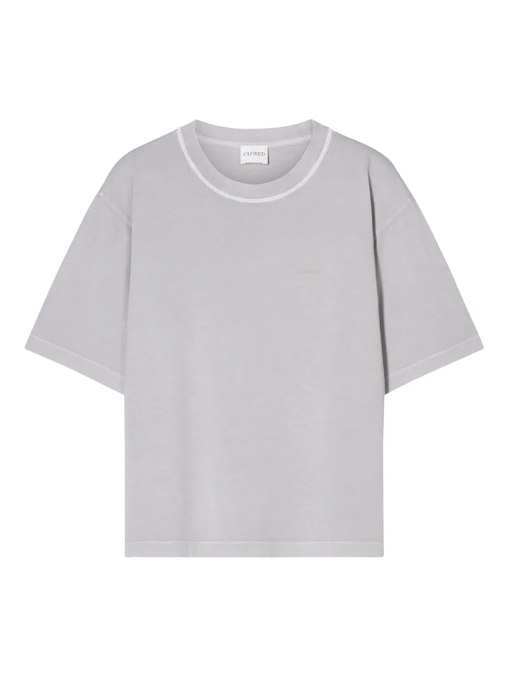 Closed T-shirt met afwerking van biologisch katoen Grijs