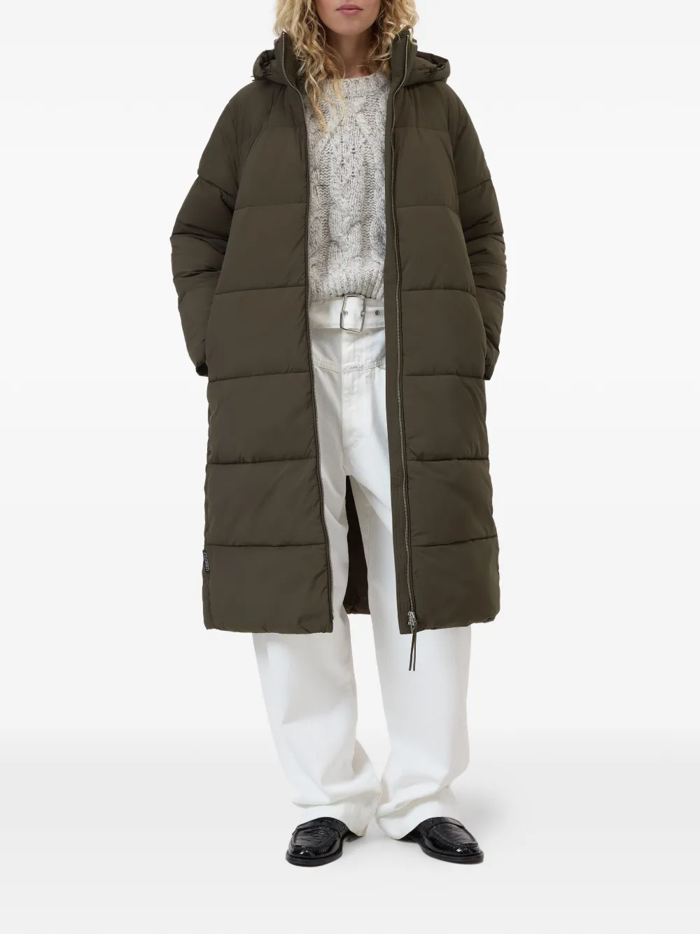 Closed Donsjas met capuchon - Groen