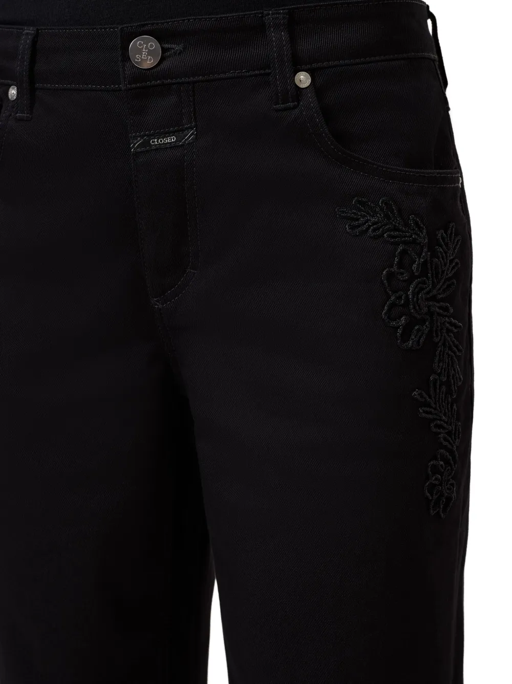 Closed High waist jeans met borduurwerk Zwart