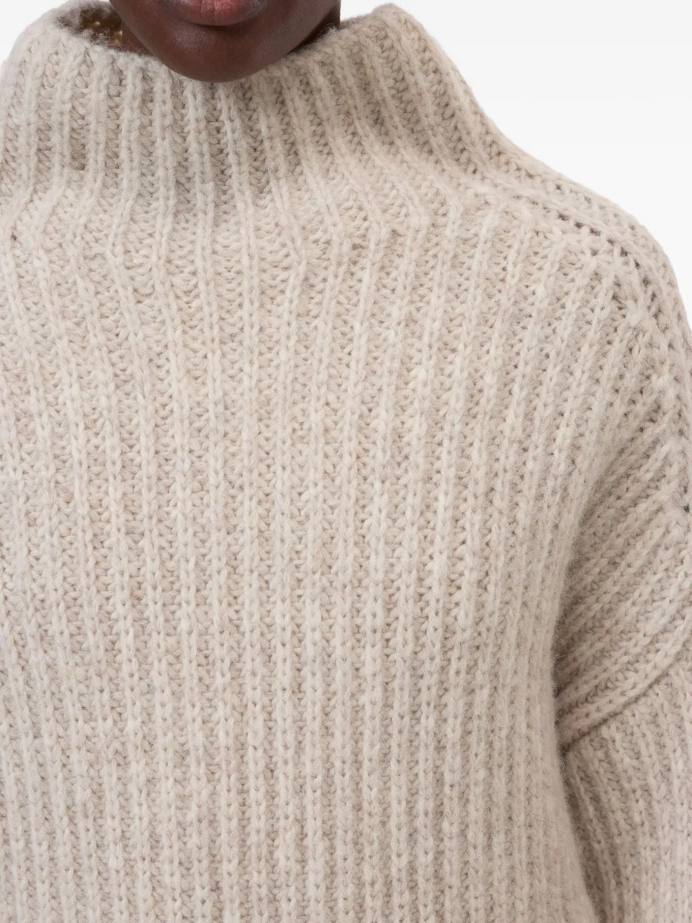 Closed Geribbelde trui met hoge hals Beige