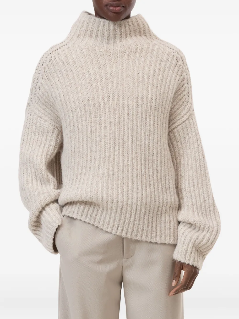 Closed Geribbelde trui met hoge hals Beige