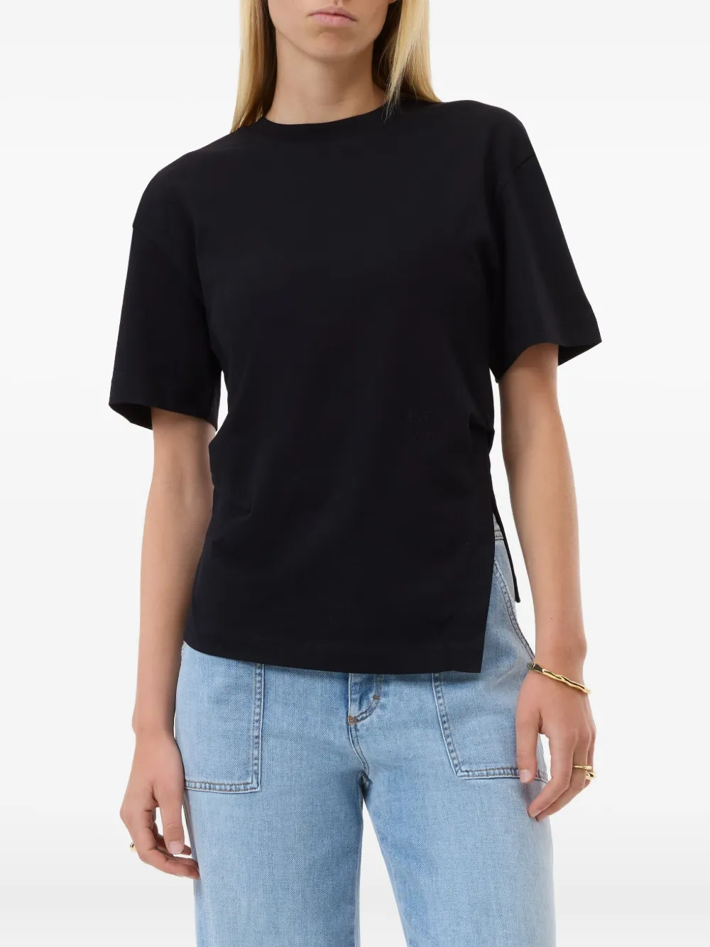 Closed T-shirt met zijsplit Zwart