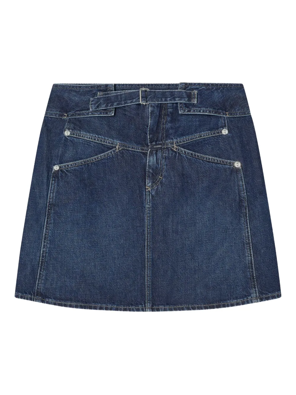 Closed Mini-rok met ceintuur Blauw