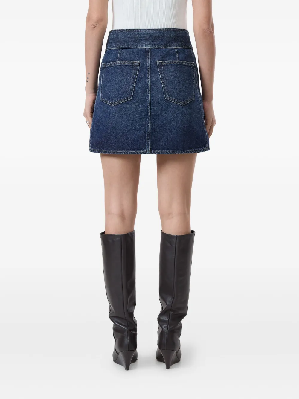 Closed Mini-rok met ceintuur Blauw