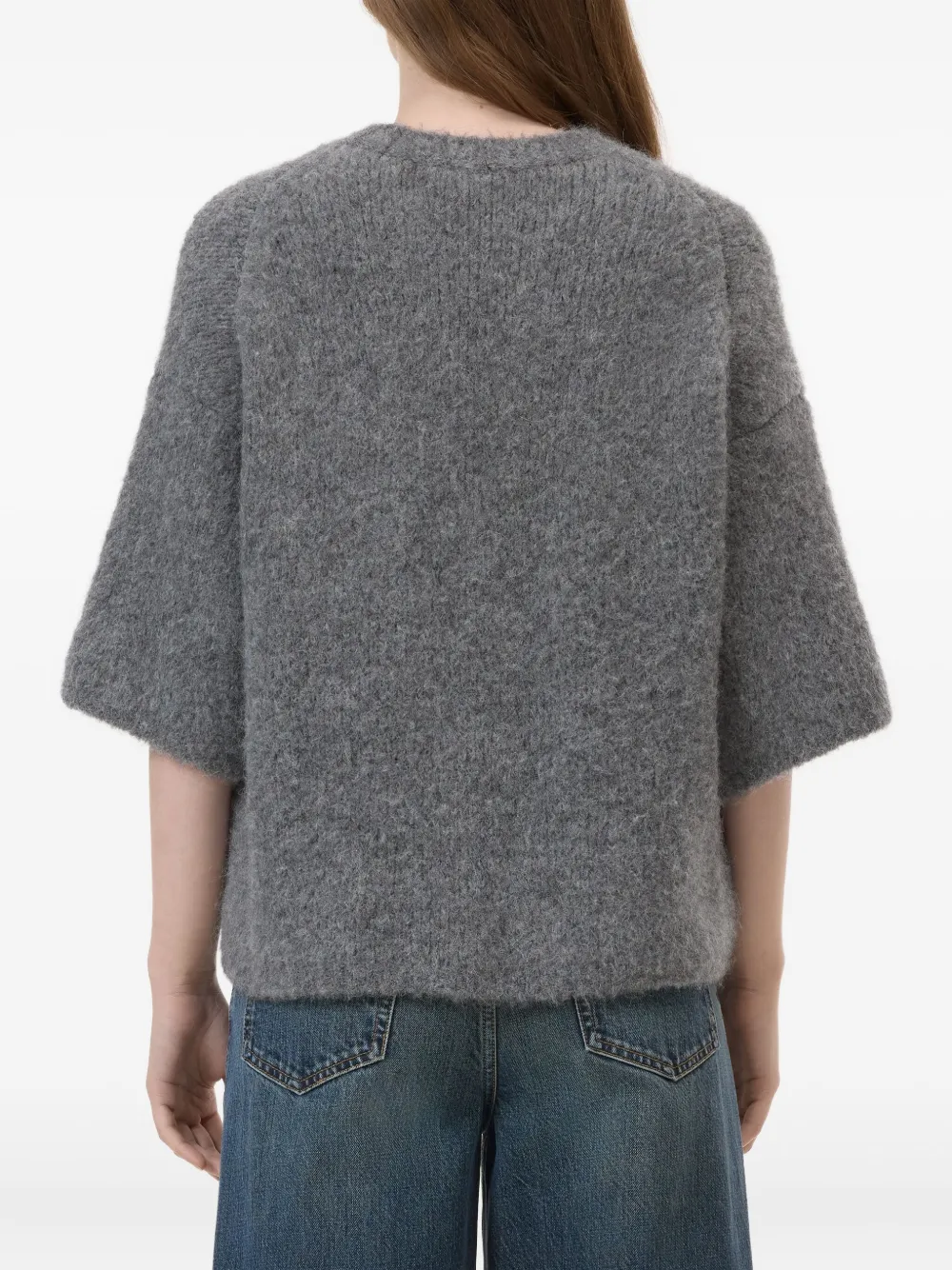Closed Round-neck Knitted Sweater In Black
