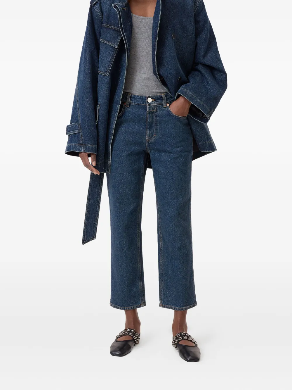 Closed Jeans met logopatch - Blauw