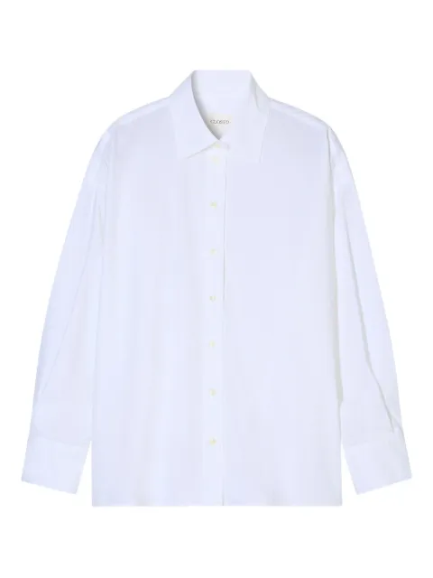 Closed long-sleeve collared shirt