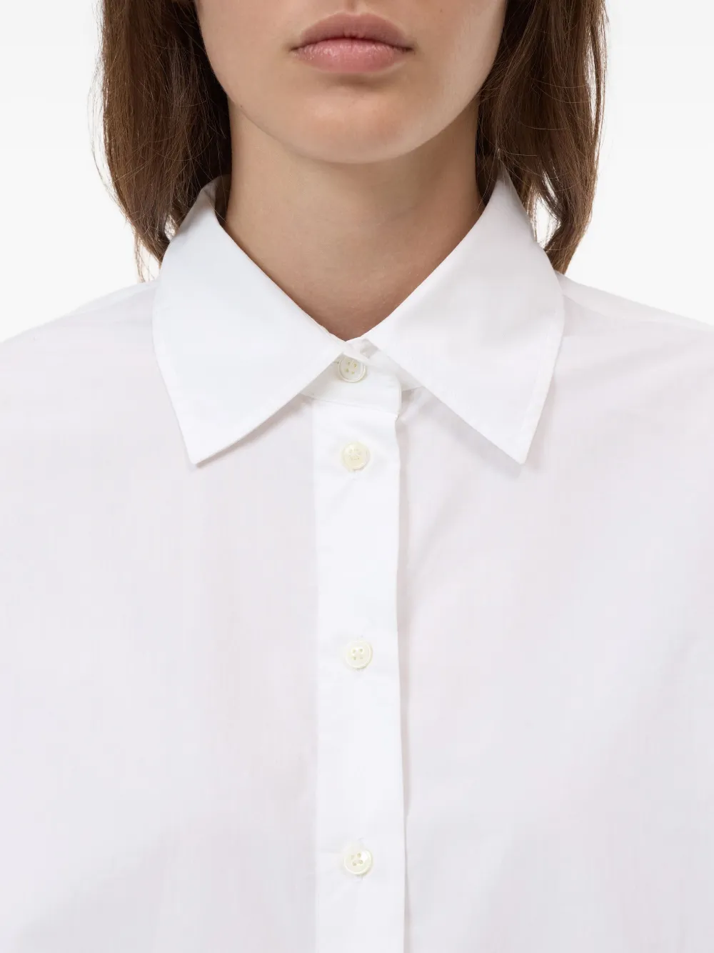 Closed Long-sleeve Collared Shirt In White