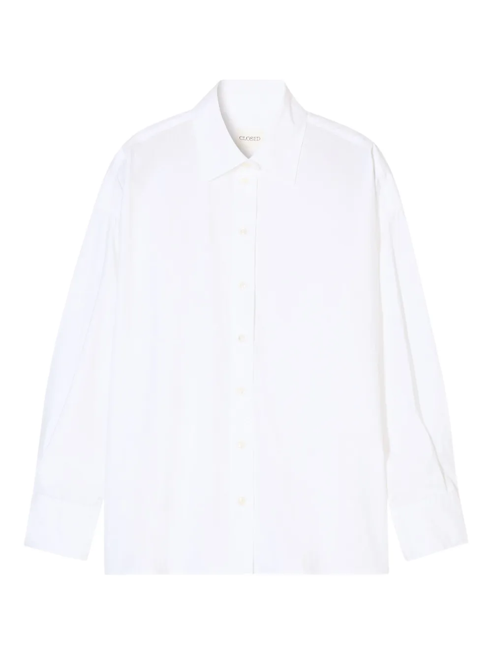 Closed Long-sleeve Collared Shirt In White