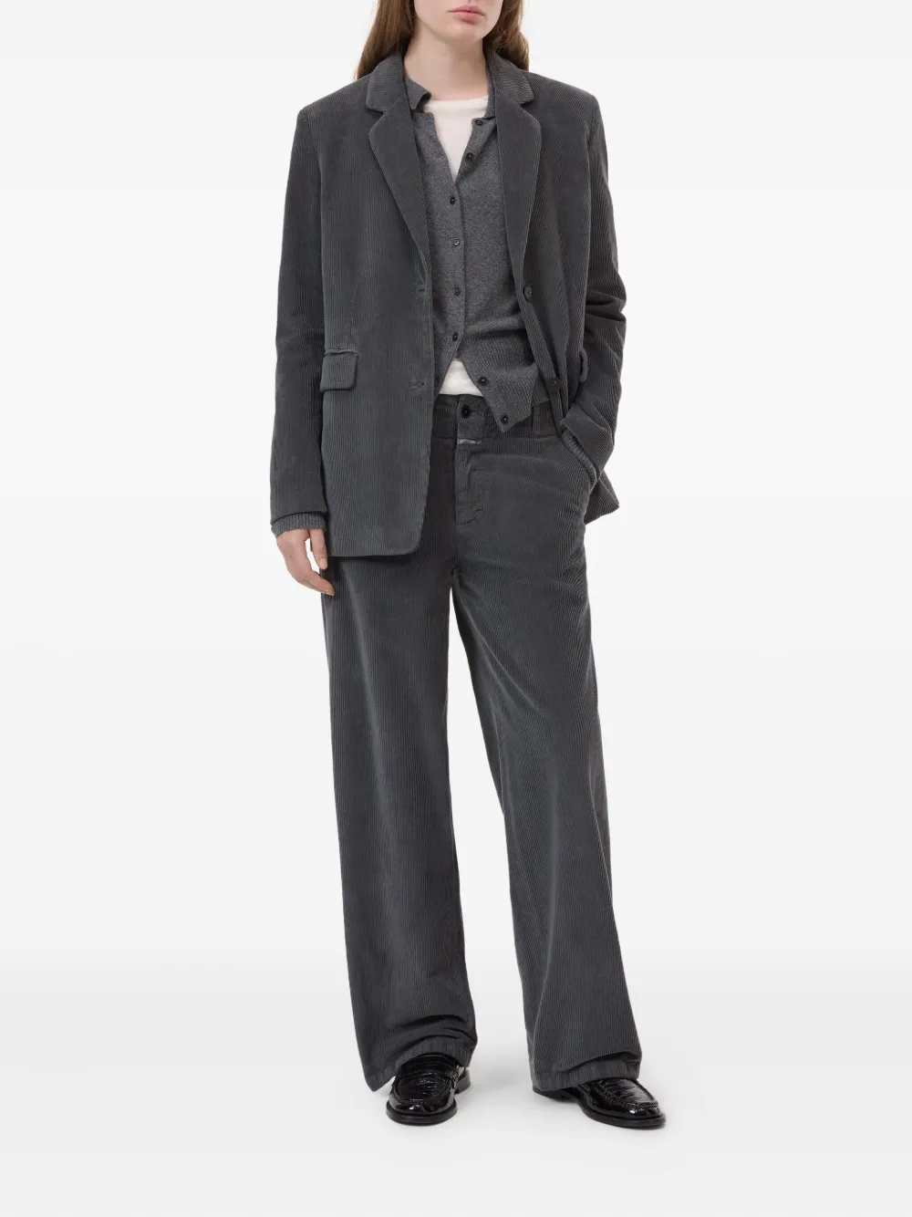 Closed Corduroy Three-button Blazer In Gray