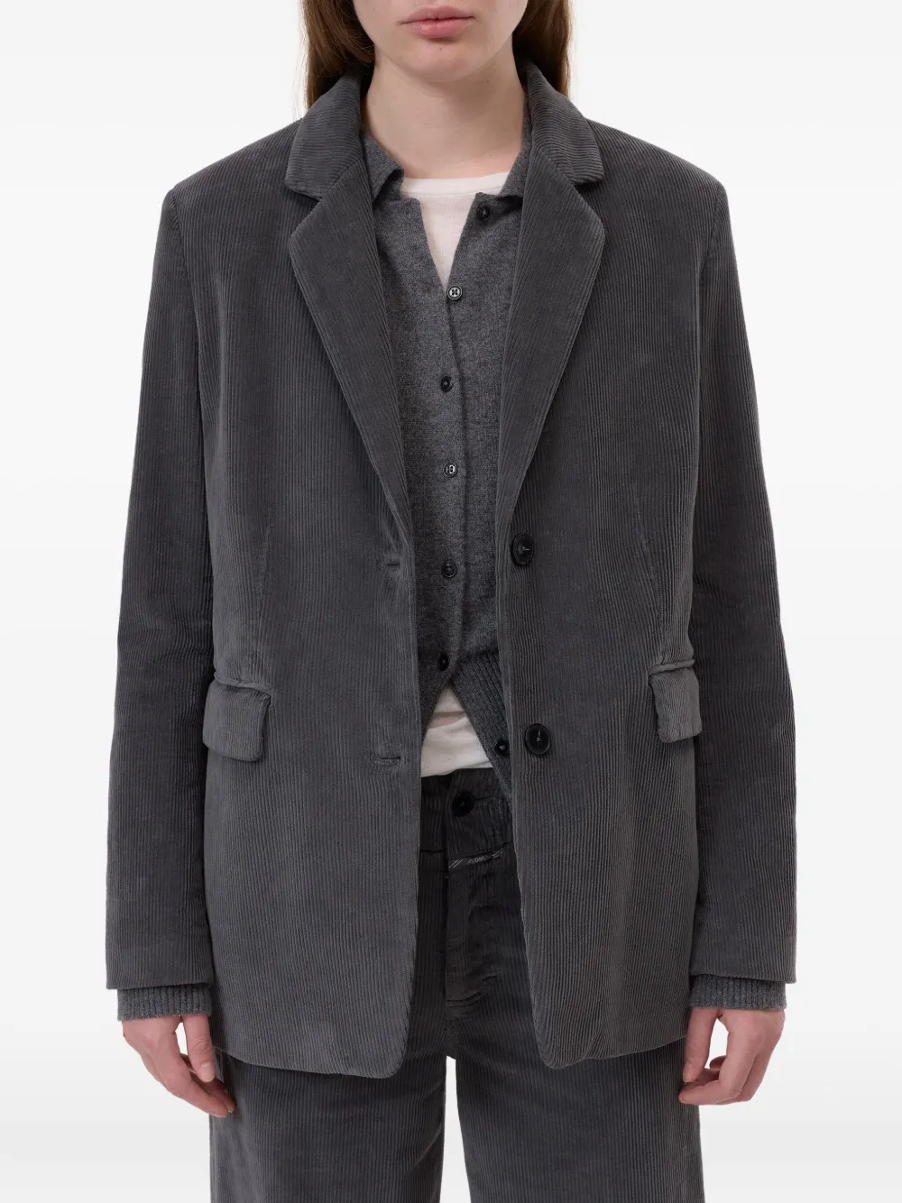 Closed Corduroy Three-button Blazer In Gray