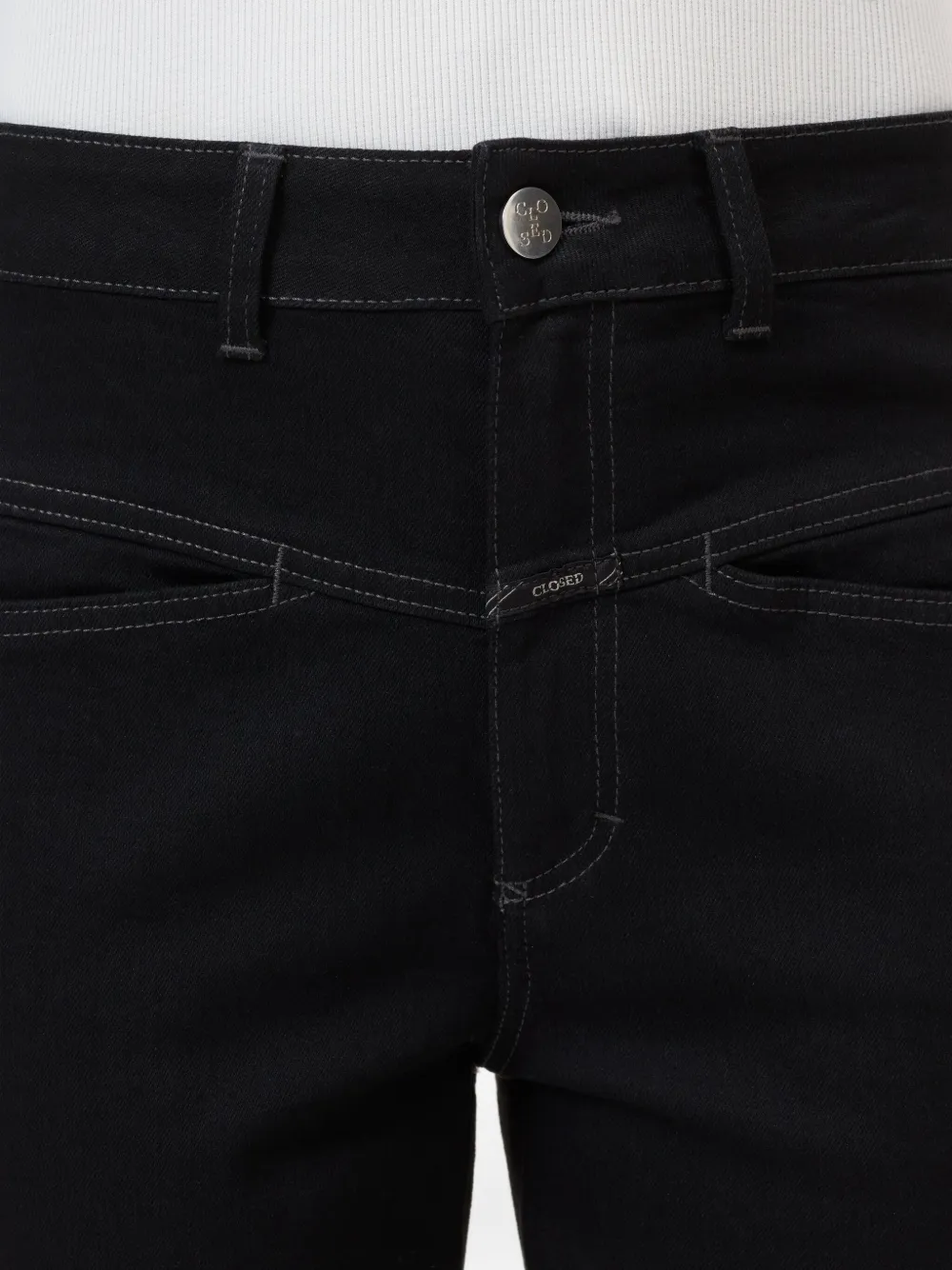 Closed Jeans met contrasterende stiksels Zwart