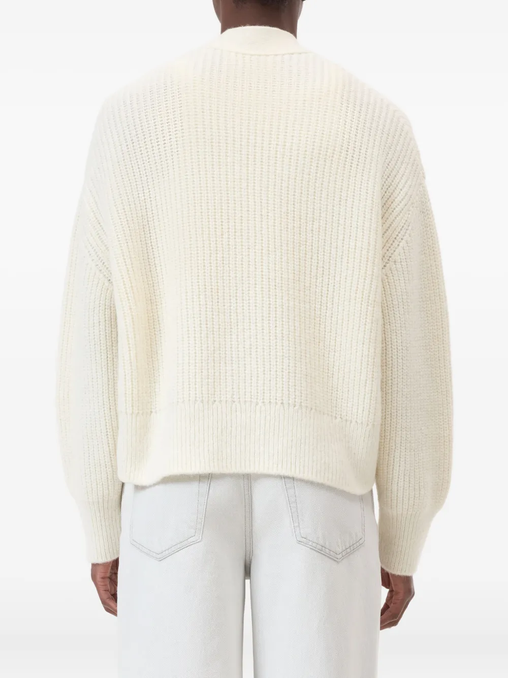 Closed V-neck ribbed cardigan Wit