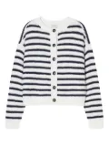 Closed striped button-up cardigan - White