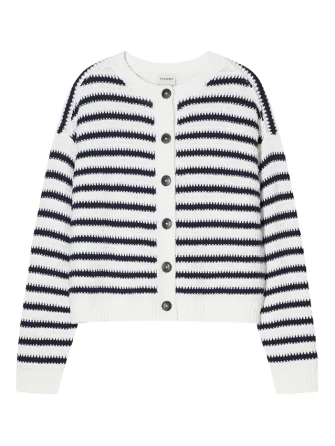 Closed striped button-up cardigan