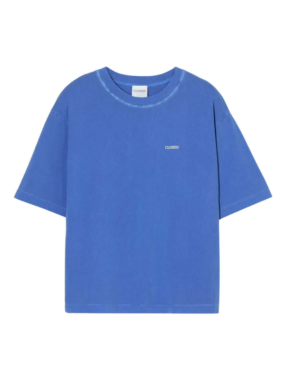 Closed T-shirt met ronde hals en logodetail Blauw