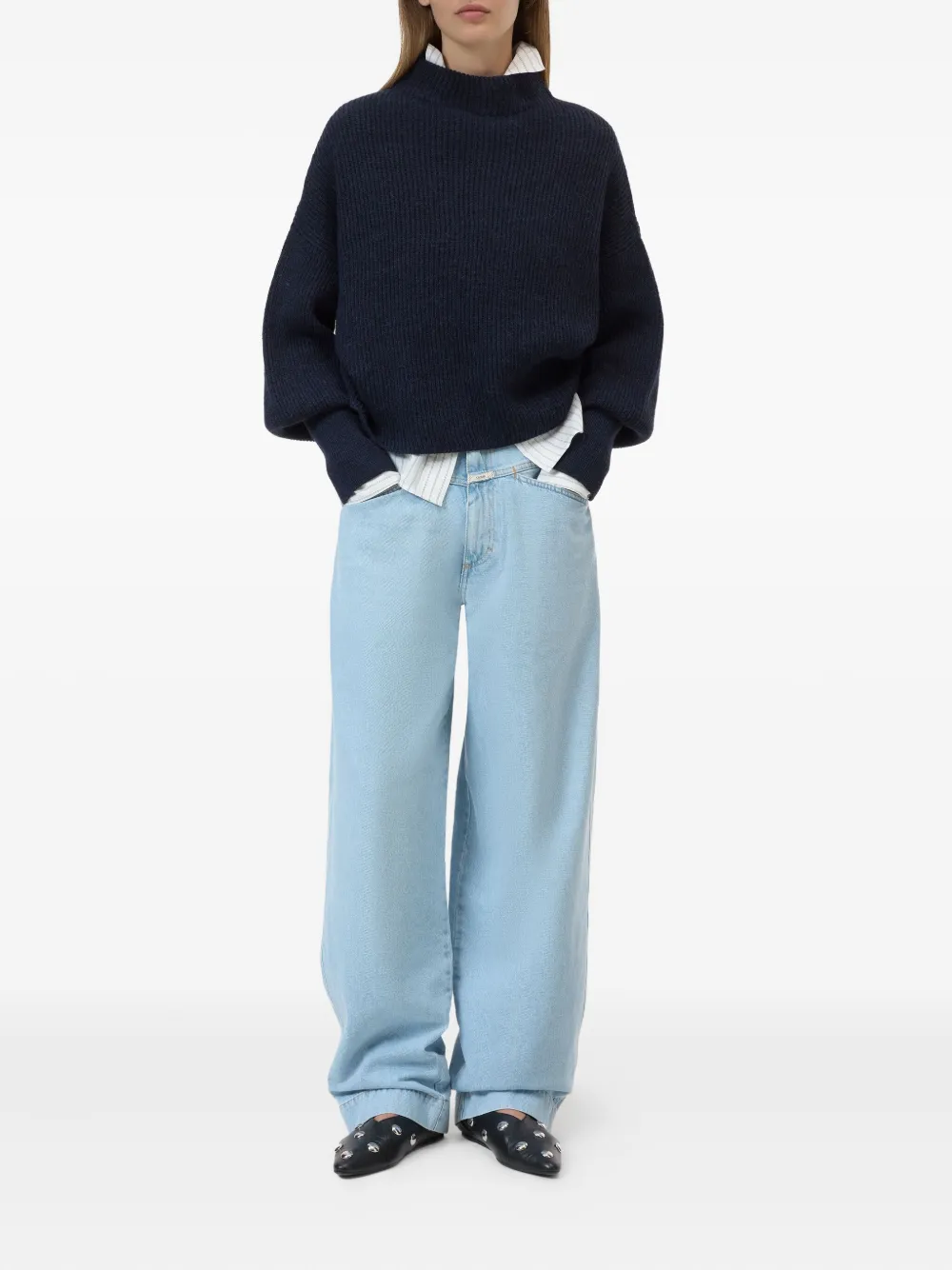 Closed cuffed-sleeves sweater Blauw