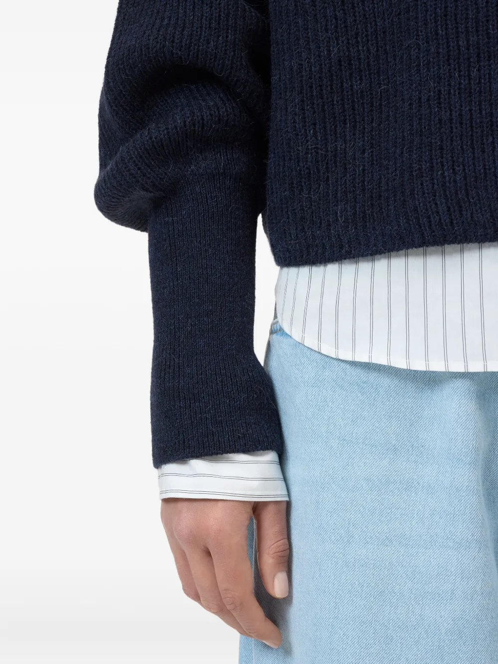 Closed cuffed-sleeves sweater Blauw