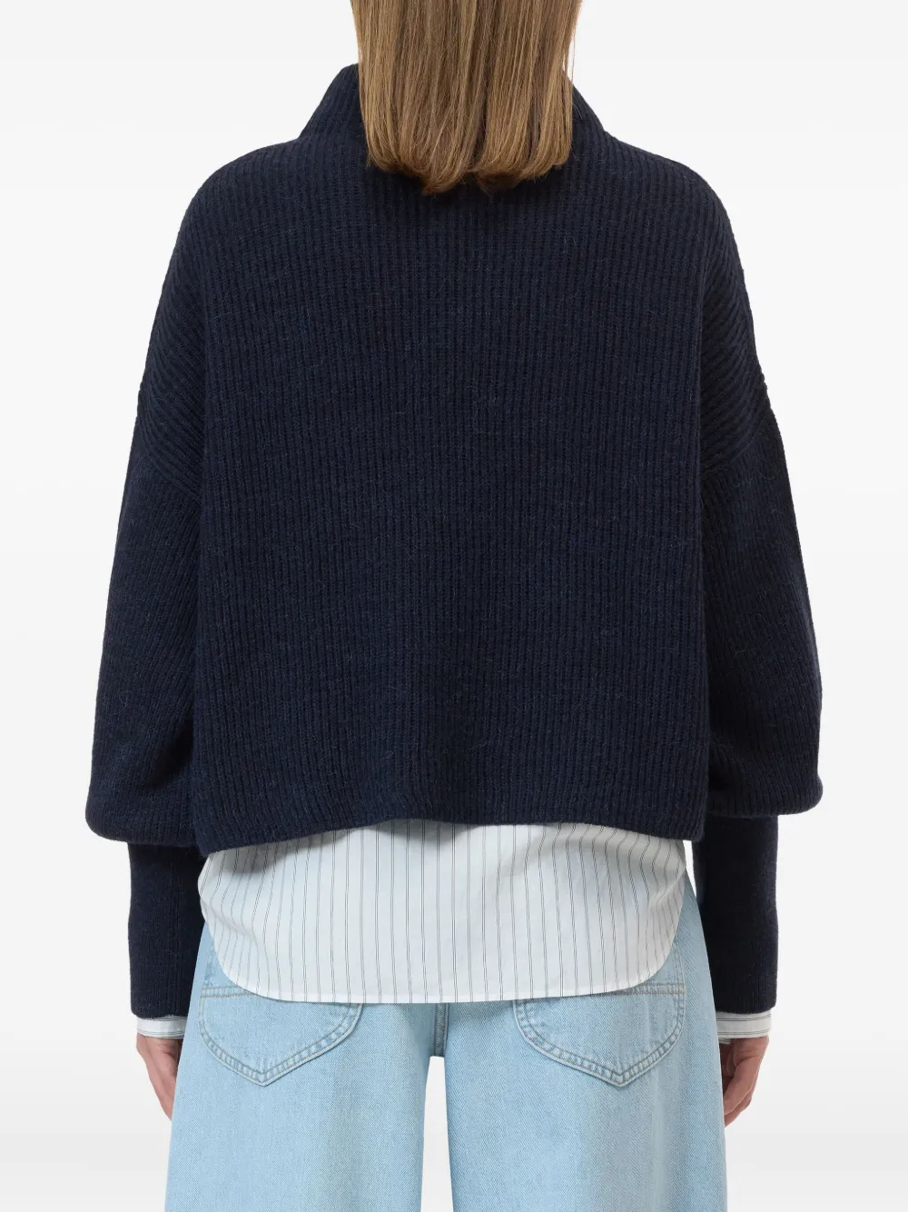 Closed cuffed-sleeves sweater Blauw