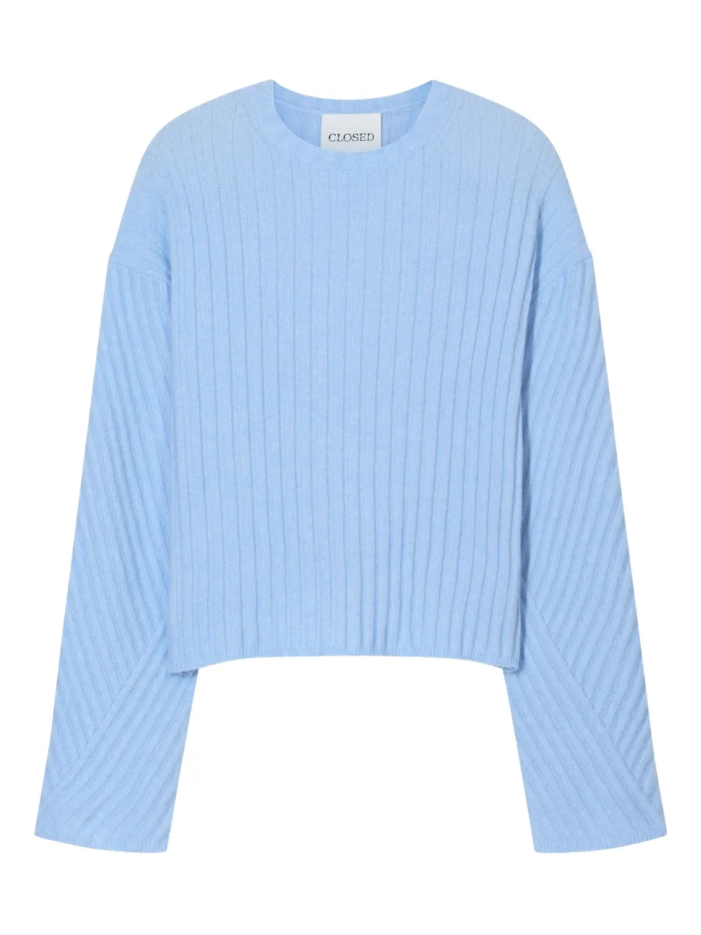 Closed ribbed crew neck sweater Blauw
