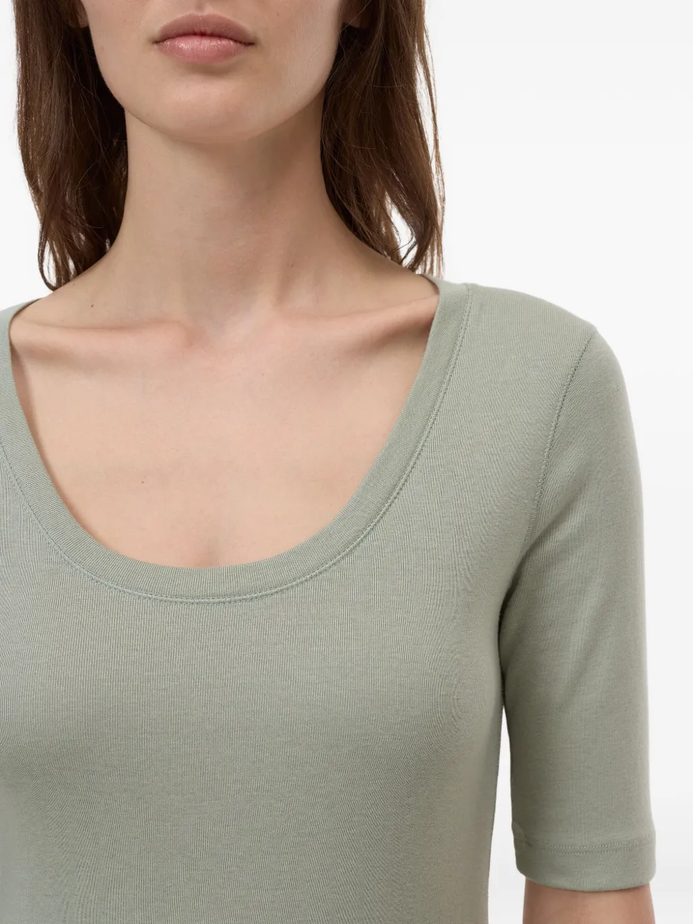 Closed T-shirt met wijde hals en korte mouwen Groen
