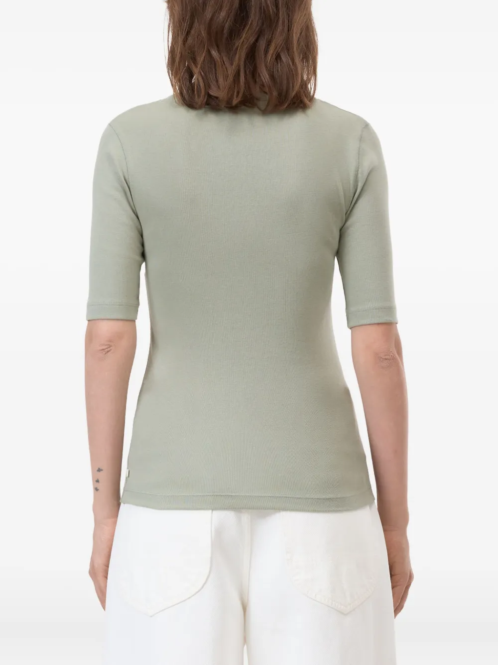 Closed T-shirt met wijde hals en korte mouwen Groen