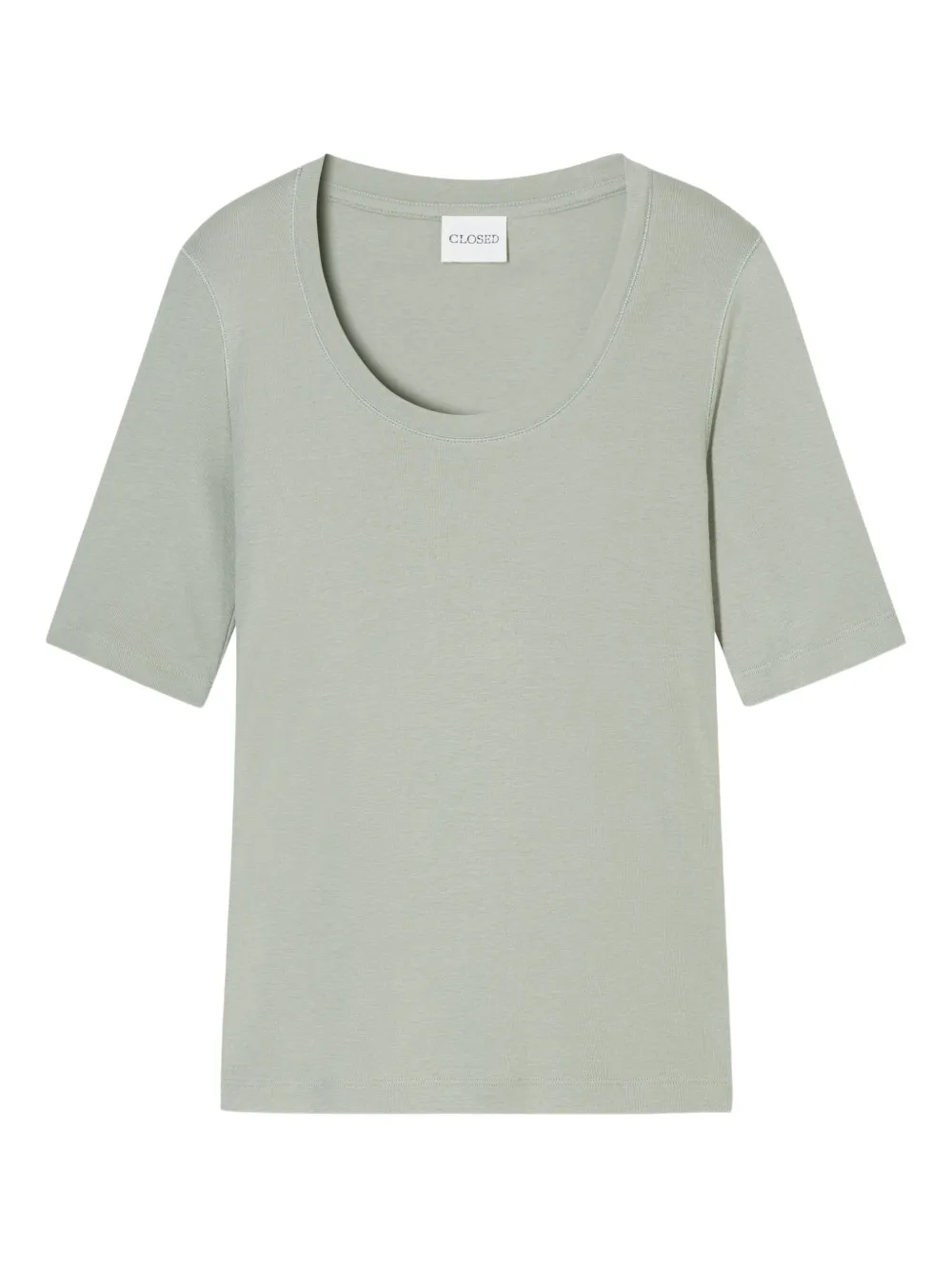 Closed T-shirt met wijde hals en korte mouwen Groen
