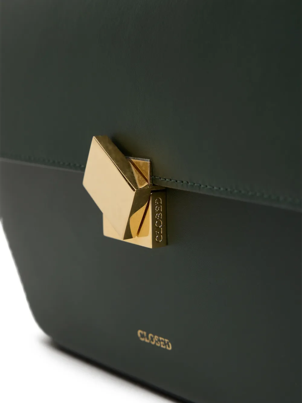 Closed Leather Shoulder Bag In Gray