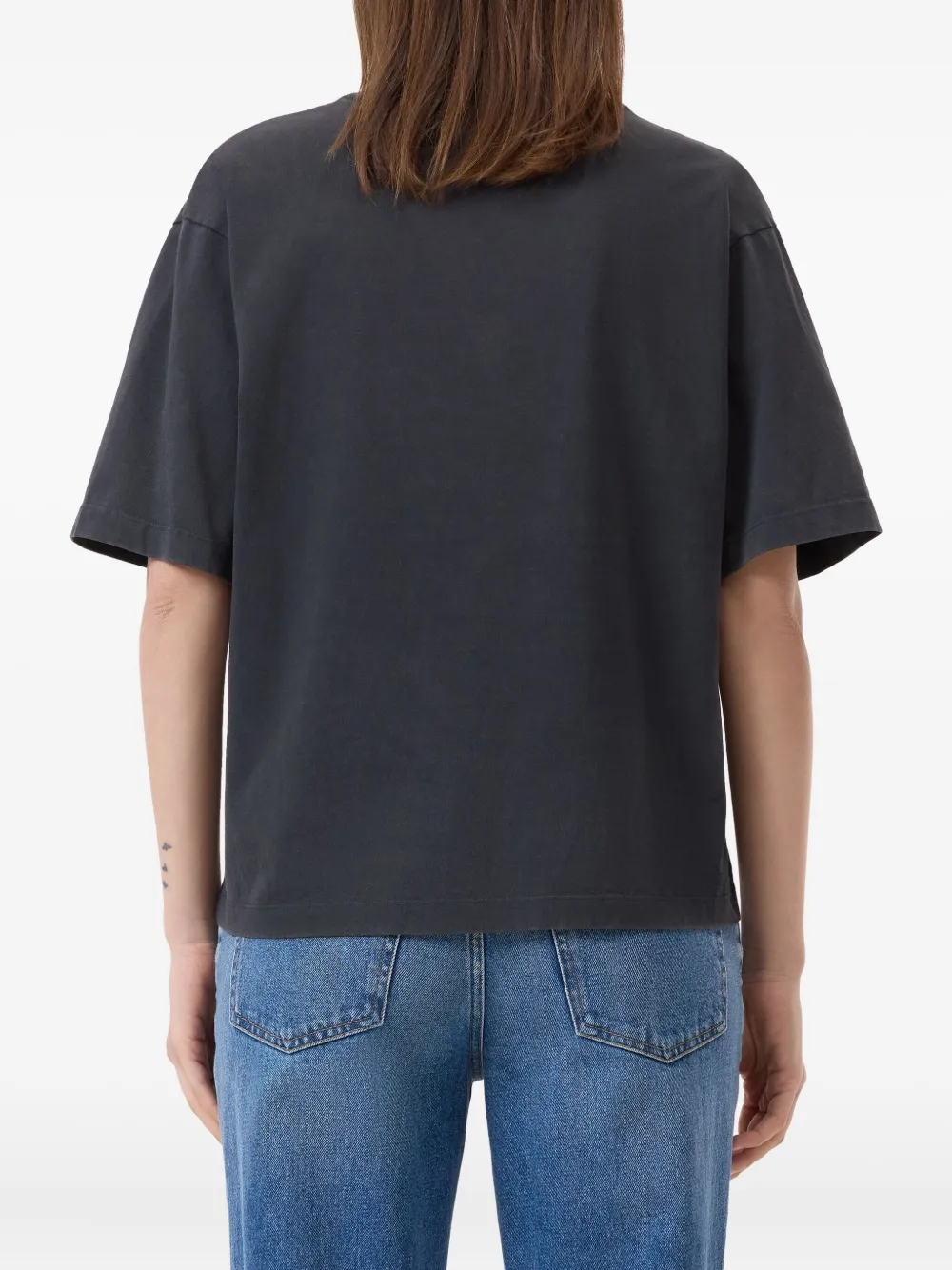 Closed T-shirt van biologisch katoen Grijs