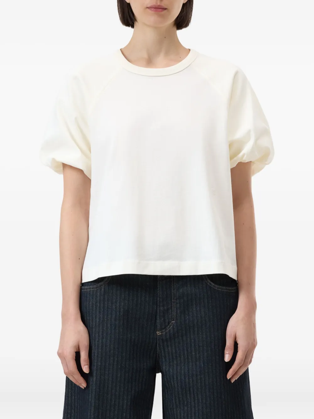 Closed T-shirt met pofmouwen Beige