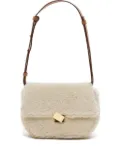Closed shearling shoulder bag - Neutrals