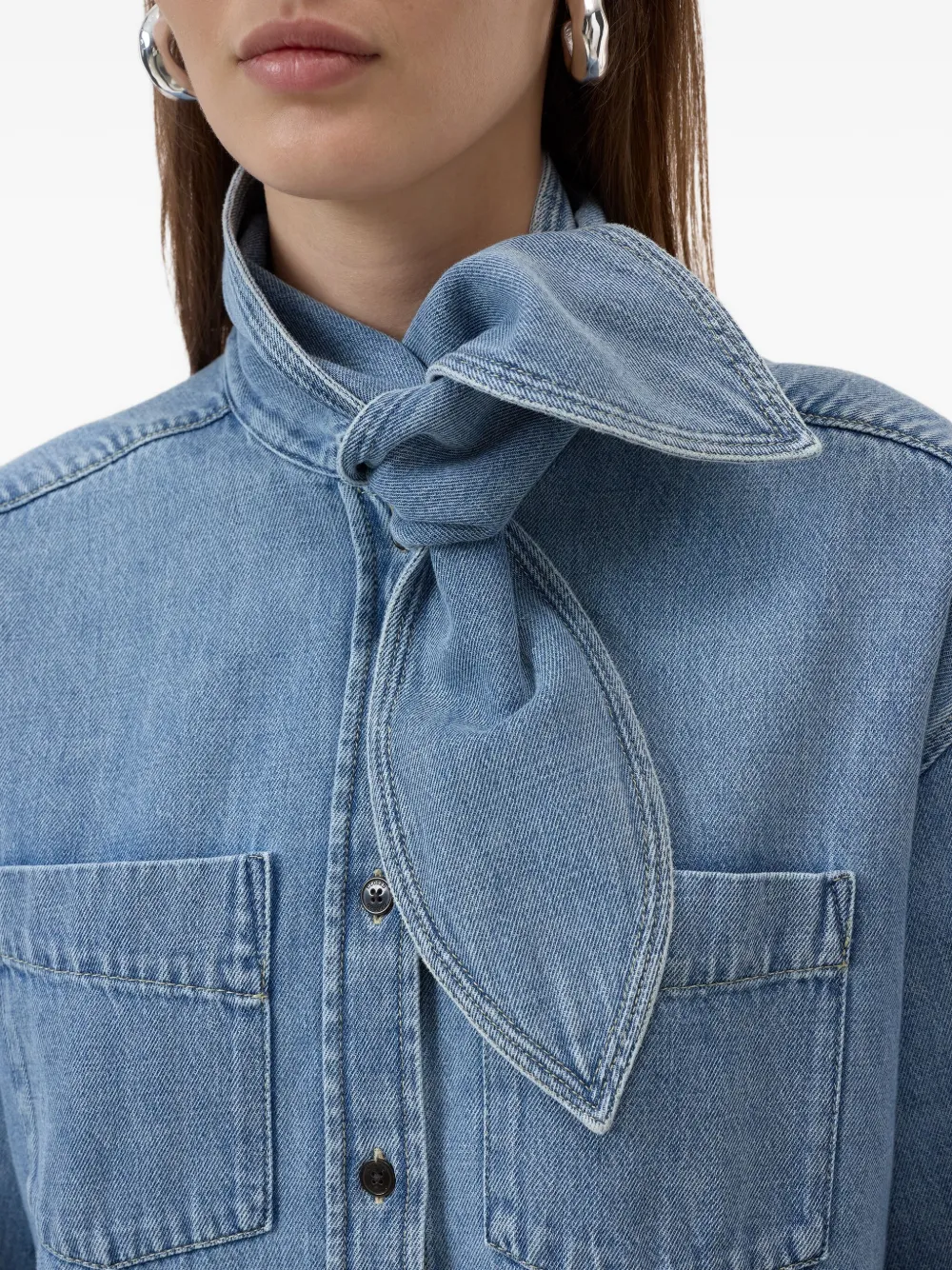 Closed Blouse met sjaal Blauw
