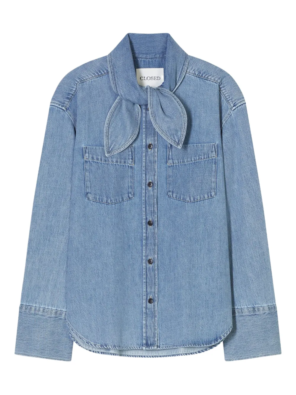 Closed Blouse met sjaal Blauw