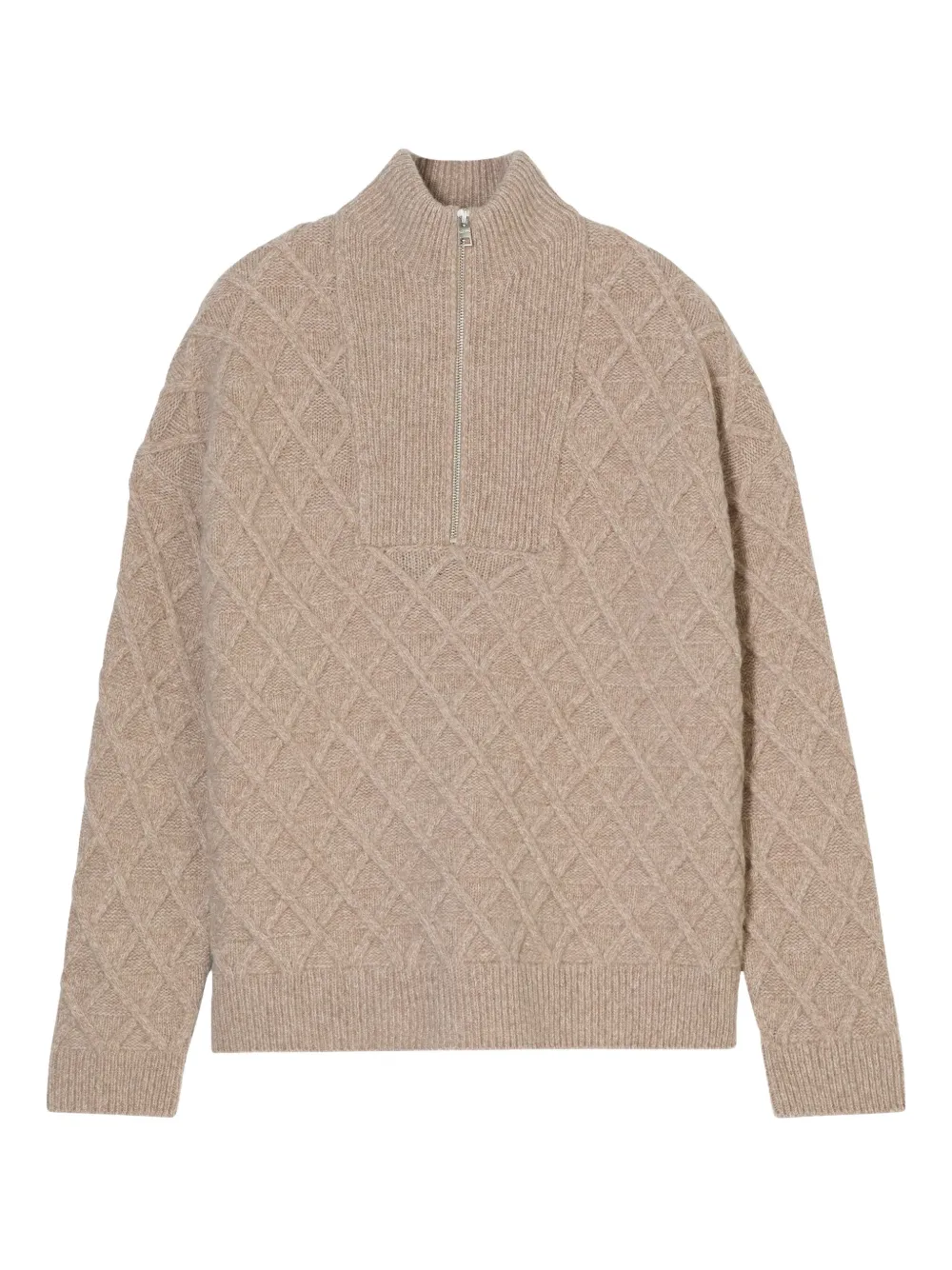 Closed Troyer Diamond-patterned Half-zip Sweater In Neutral