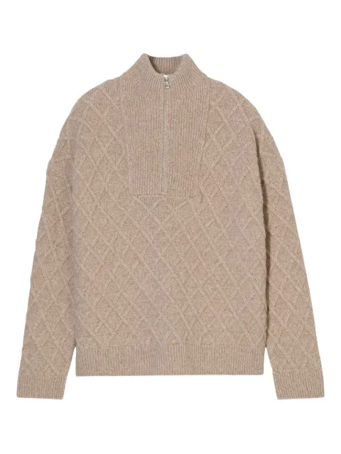 Closed Troyer diamond-patterned half-zip sweater
