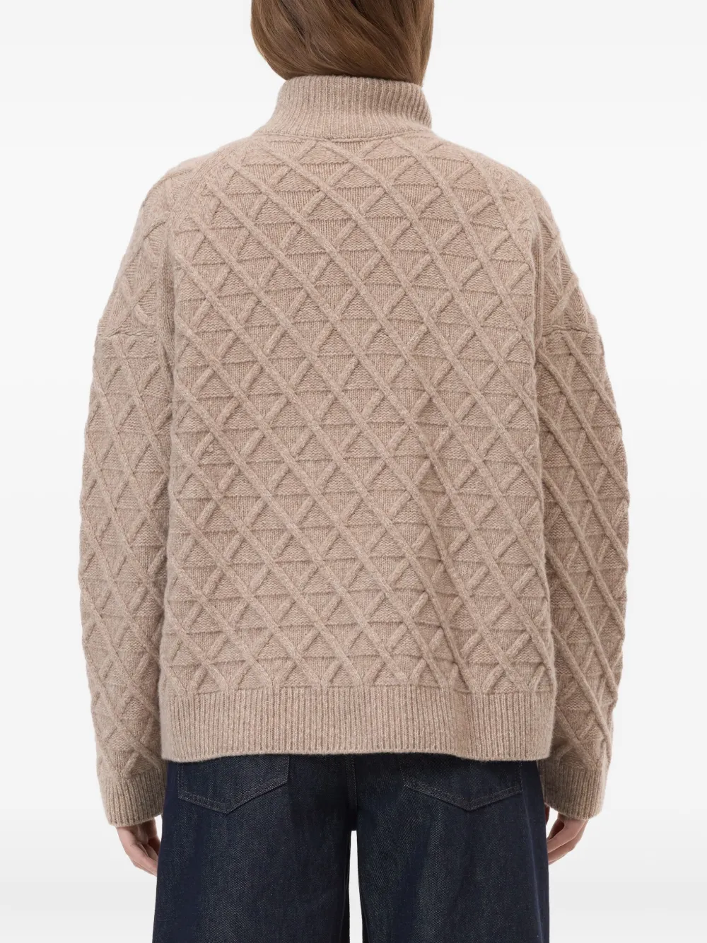 Closed Troyer Diamond-patterned Half-zip Sweater In Neutral