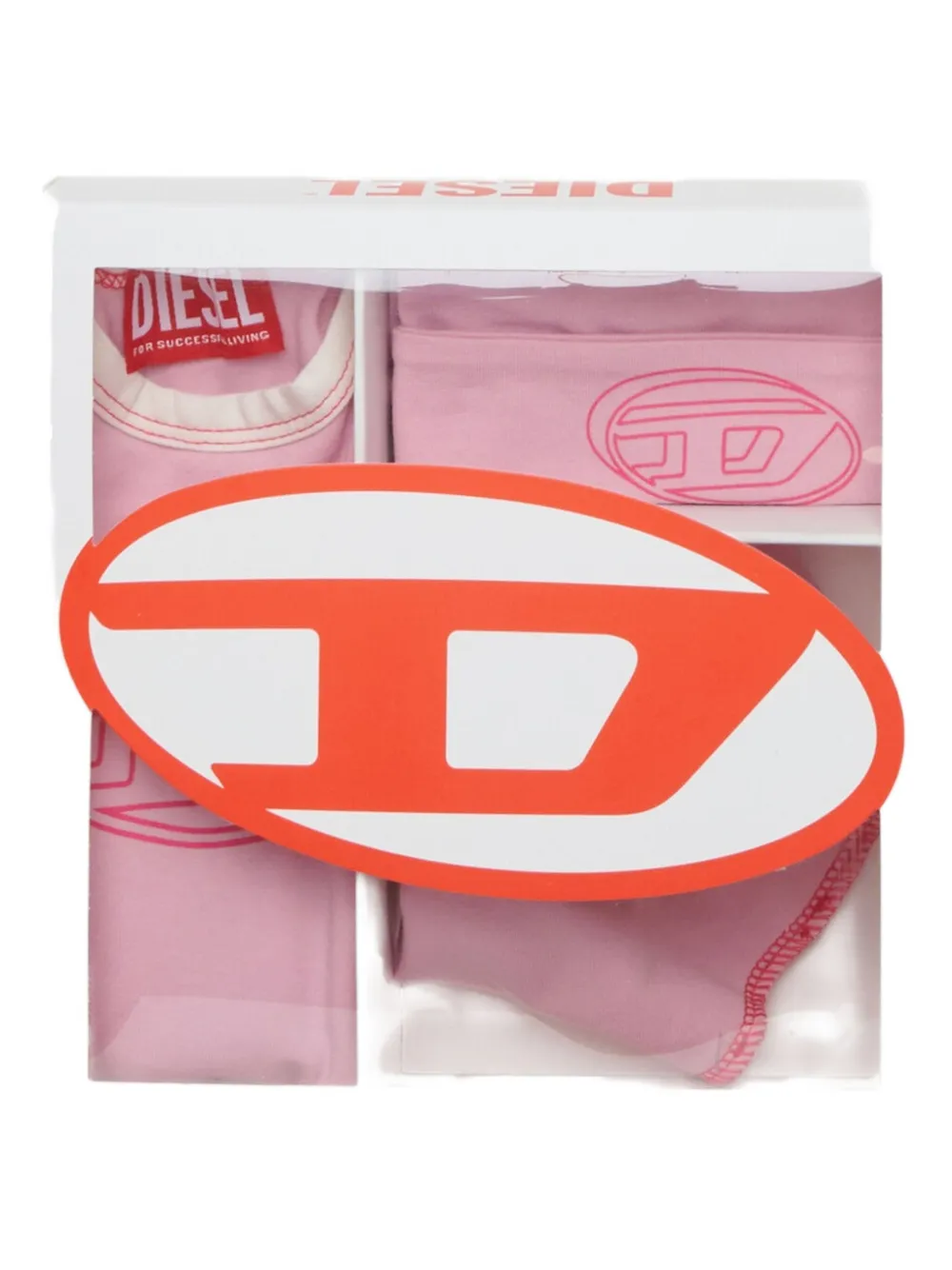 Diesel Kids Usissybox-Nb logo-embellished babygrow set Roze