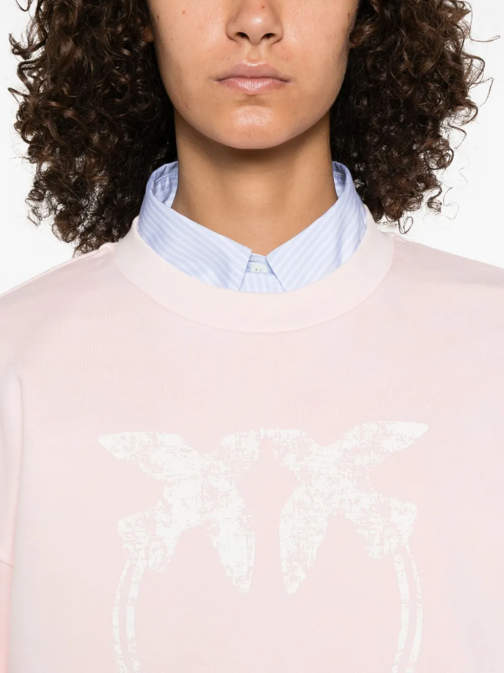 Pinko Embroidered-logo Cotton Sweatshirt In Pink