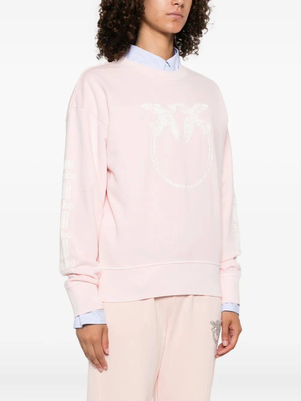 Pinko Embroidered-logo Cotton Sweatshirt In Pink