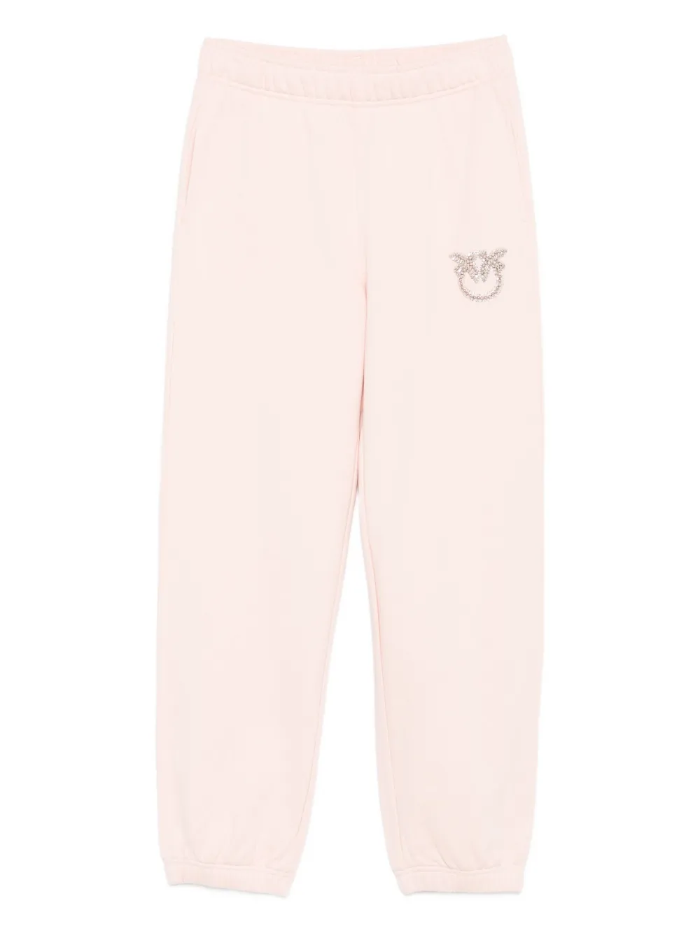 Pinko Embellished-logo Cotton Track Pants In Purple