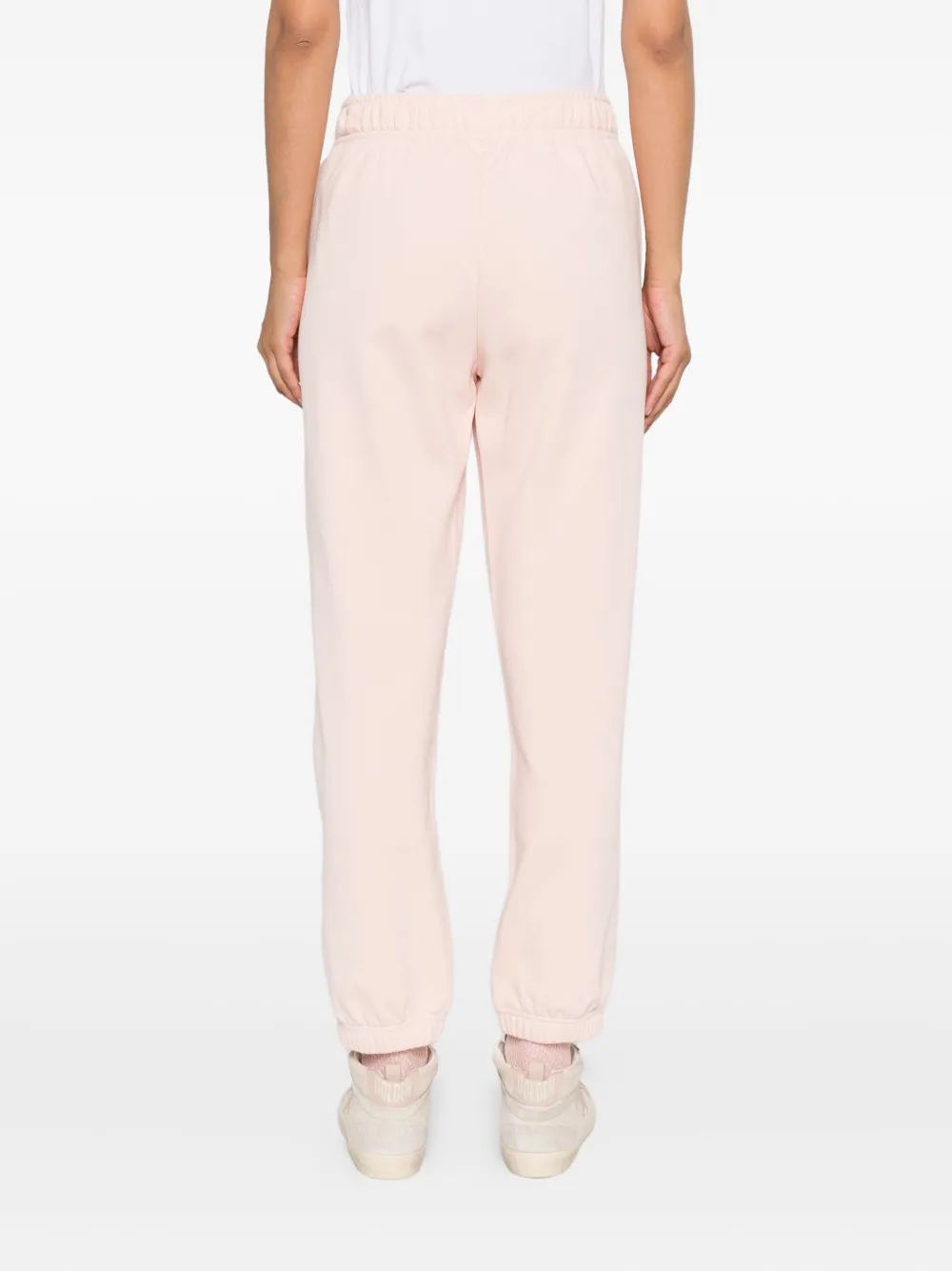 Pinko Embellished-logo Cotton Track Pants In Purple