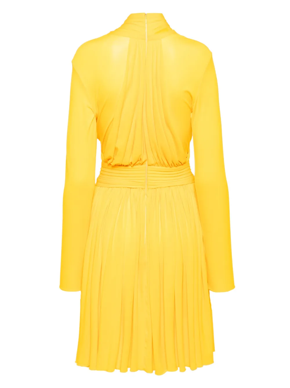 Herve L. Leroux X front overlap long sleeves swing dress - Geel