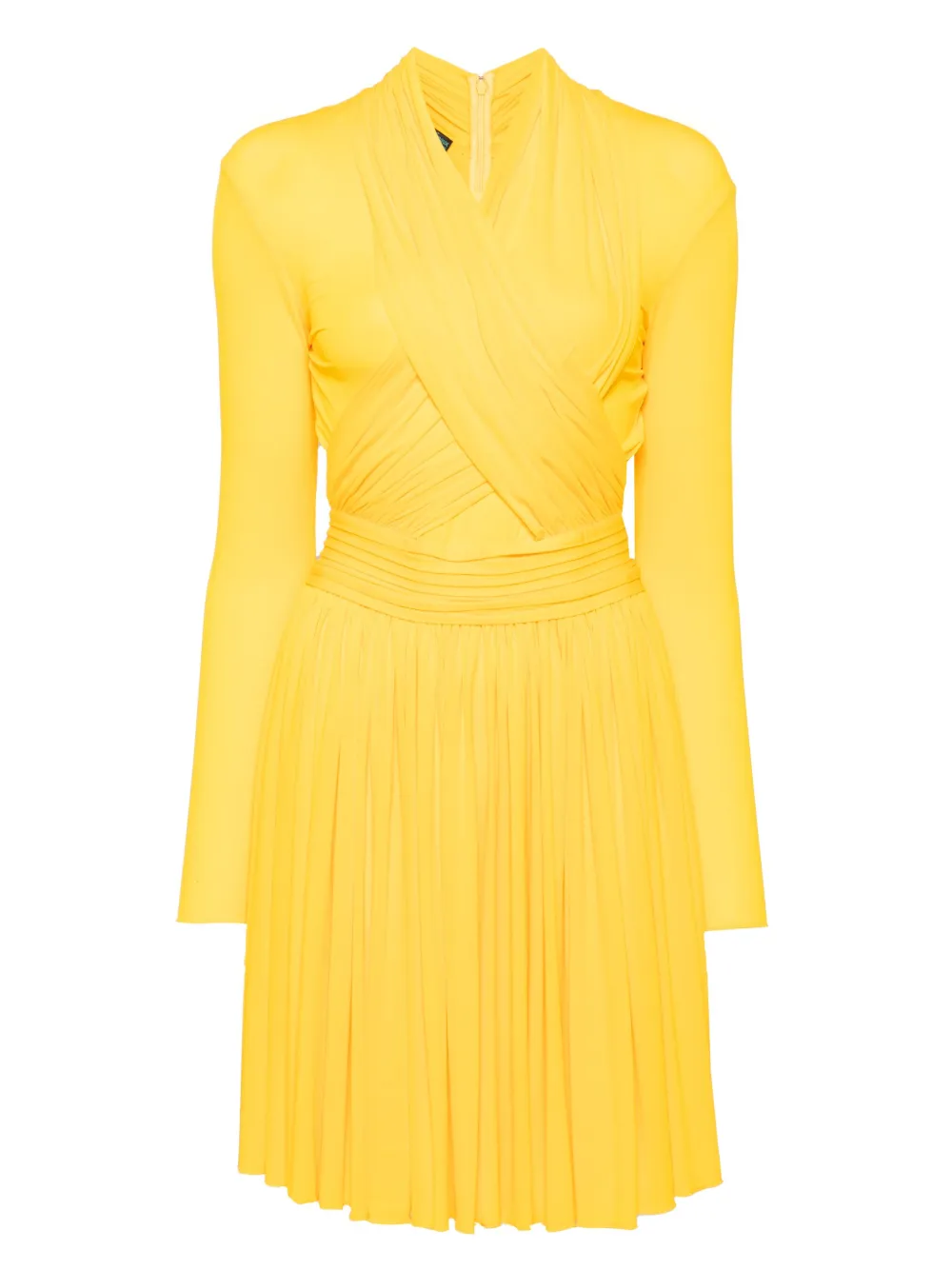 Herve L. Leroux X front overlap long sleeves swing dress | Yellow | Image 1