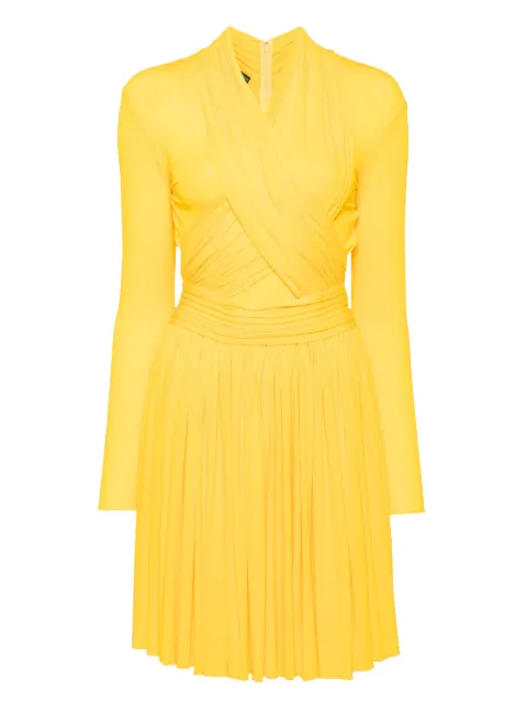 Herve L. Leroux X front overlap long sleeves swing dress