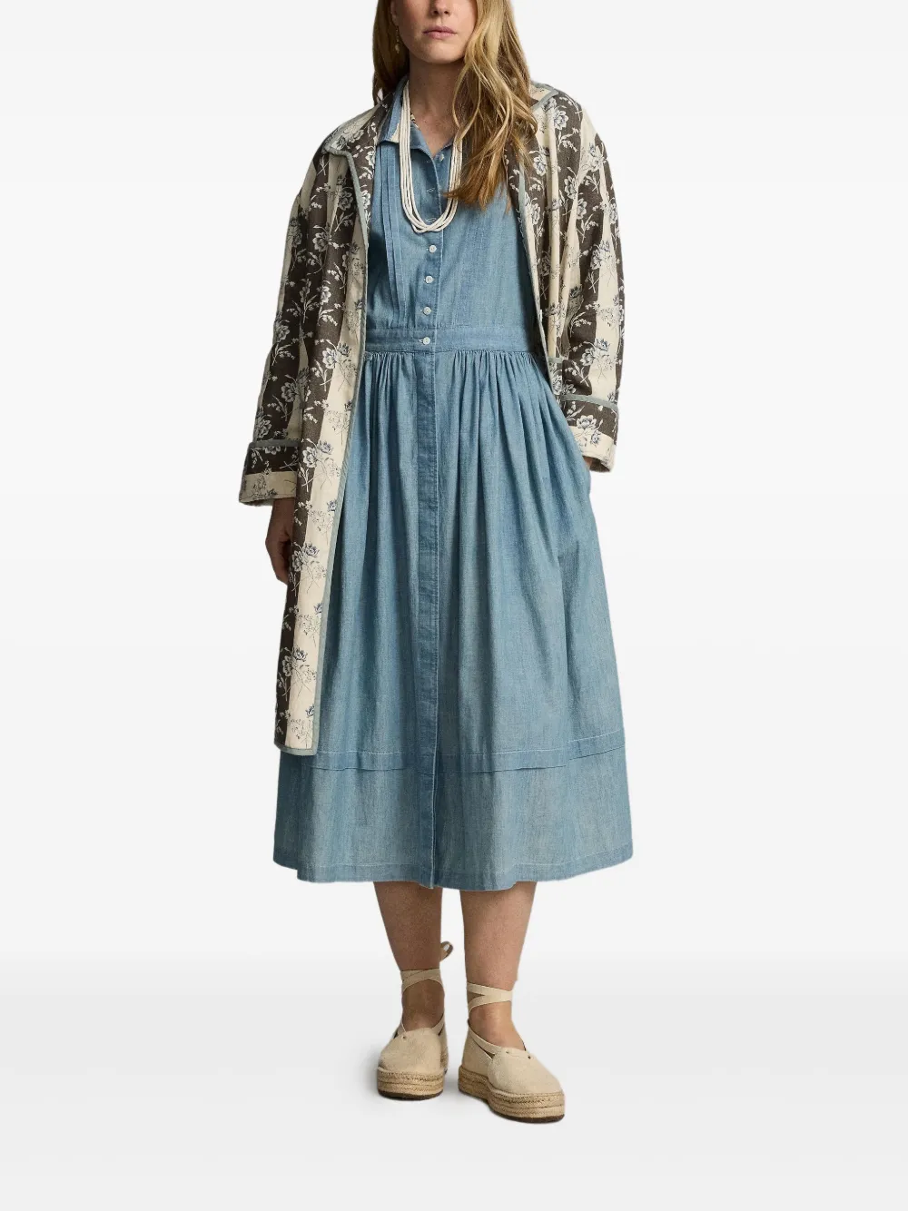 Ralph Lauren RRL Trenchcoat met bloemenprint en knopen - Beige
