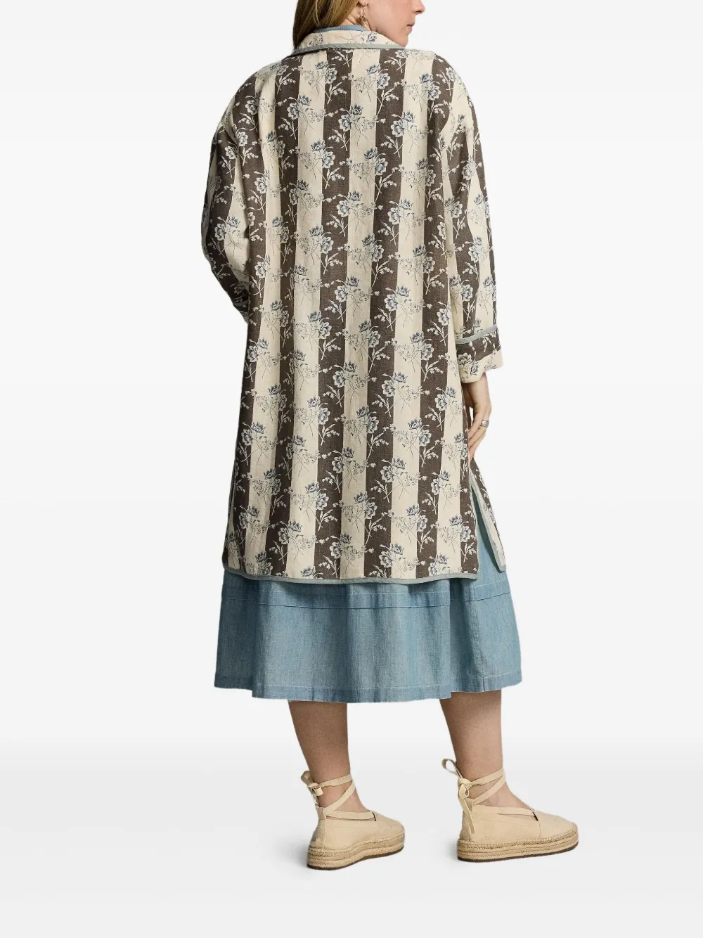 Ralph Lauren RRL Trenchcoat met bloemenprint en knopen Beige