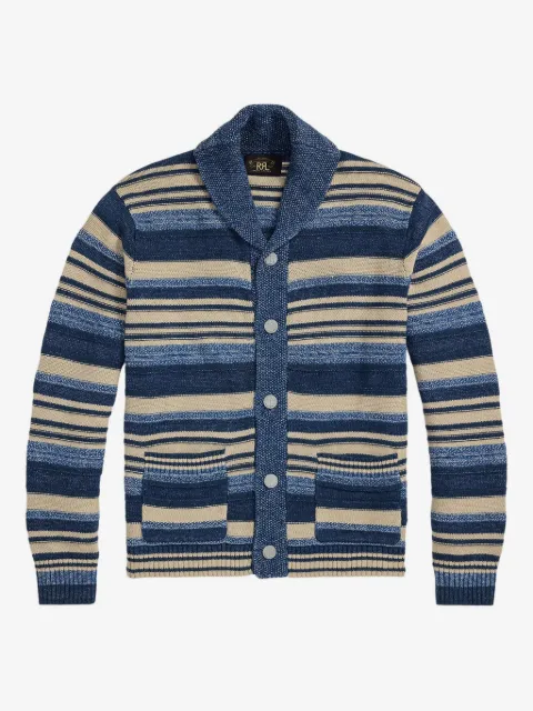 Ralph Lauren RRL كارديغان مخطط بزر أمامي